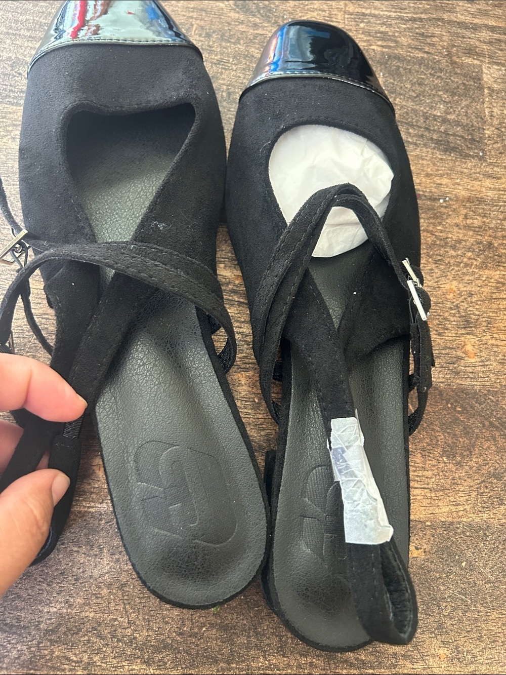 C Black Slingback Suede Pumps with Patent Toe - Picture 5 of 5